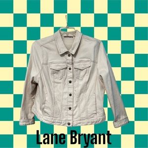 Lane Bryant, Cream Color Denim Jacket, Size 16, Snap Front, Four Front Pockets